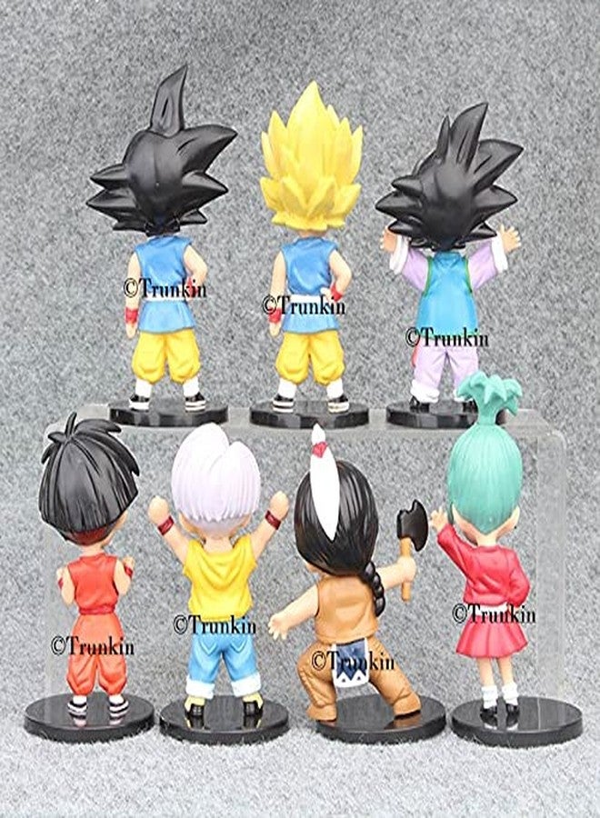 Trunkin Dbz Set Of 7 Action Figures Childhood Ver. 10 cms Anime Figurines Super Saiyan Goten Trunks Pan Vegeta Dolls Toys Anime Dbz Polyvinyl Chloride Collectible Model Toy,Multicolor - Image 2